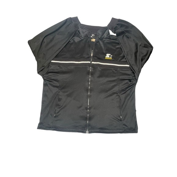 VINTAGE Starter Full Zip Sweater Size Large Mens Y2K Black Stripe Logo Star EUC‎ - Picture 12 of 16